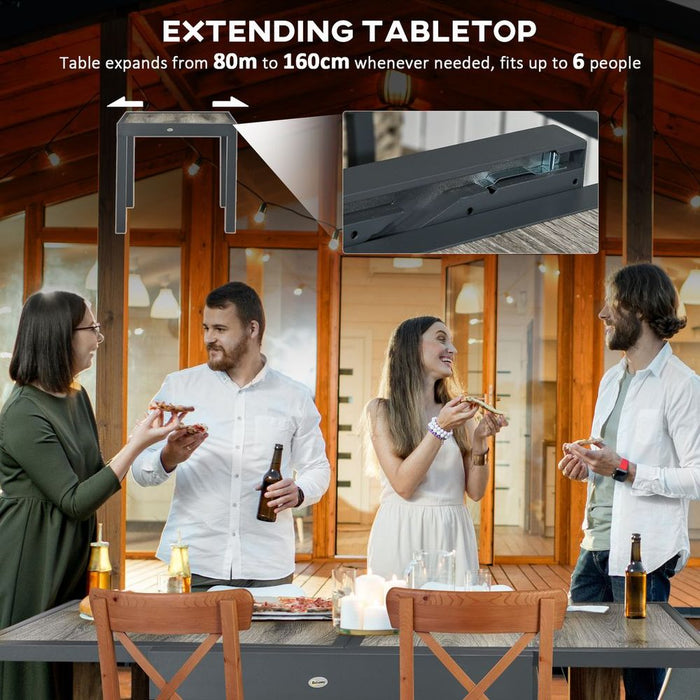 Outsunny Extendable Outdoor Dining Table Aluminium Rectangle Patio Table Grey