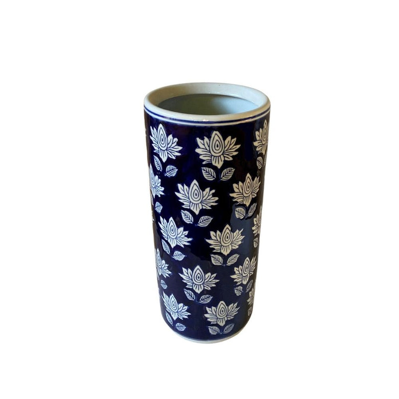 Chic Blue & White Flower Umbrella Stand