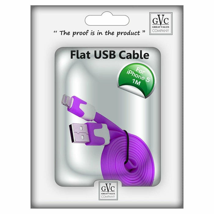 GVC 1m Tangle-Free Purple USB to 8 Pin Cable for Syncing & Charging - High Quality