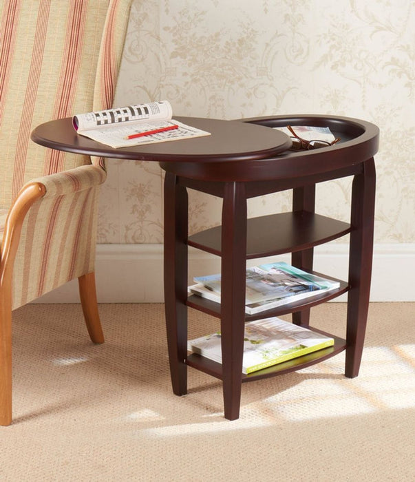 Multi-Purpose Swivel Top Side Table - Mahogany