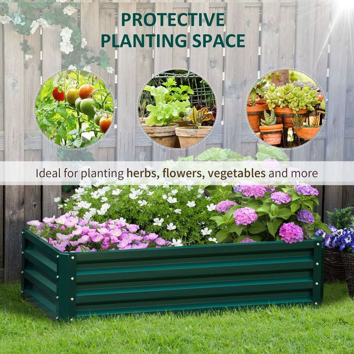 Raised Garden Bed Steel Planter Growing Box for Vegetables Flowers Green