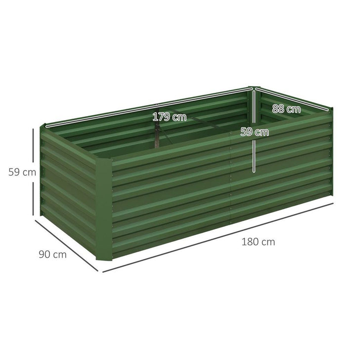 Outsunny Steel Raised Bed | Reinforced Rods | Green | Outdoor Garden Planter