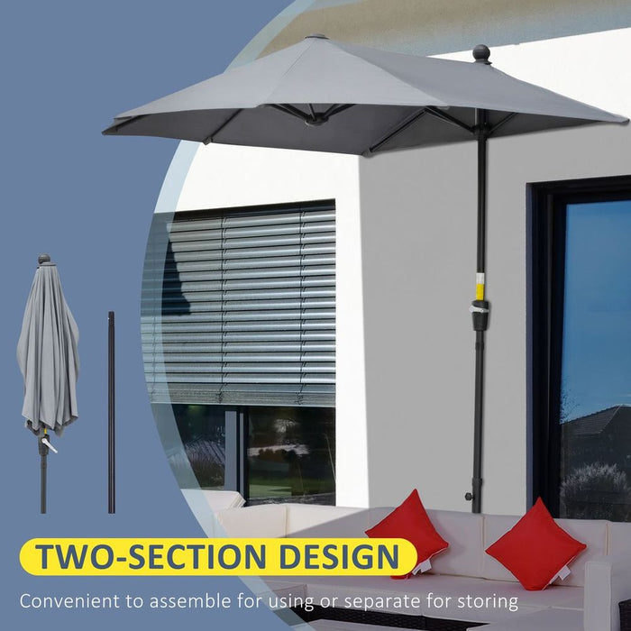 Premium Outsunny 2m Half Garden Parasol - Crank Handle, Dark Grey - Quality Guaranteed!