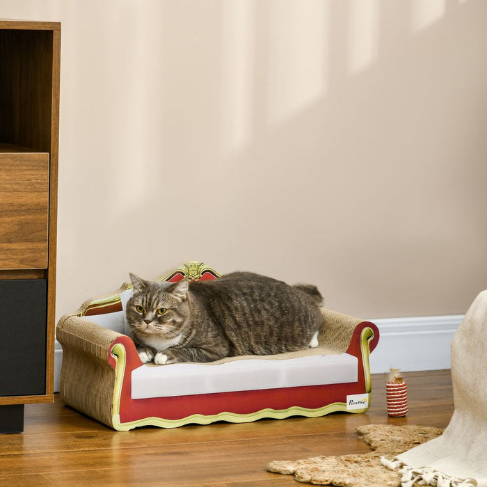 PawHut Cat Scratching Board - Cardboard Lounge Sofa with Catnip