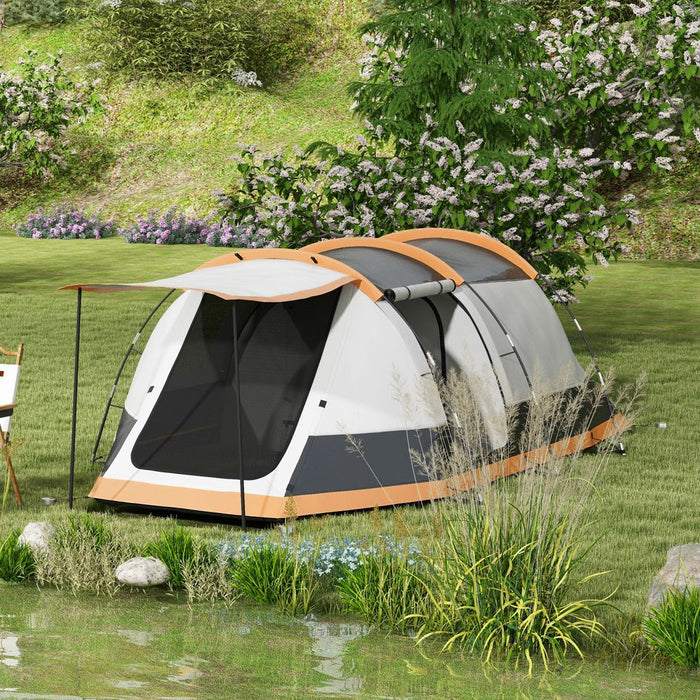 Outsunny Tunnel Tent with Bedroom, Living Room and Porch for 3-4 Man