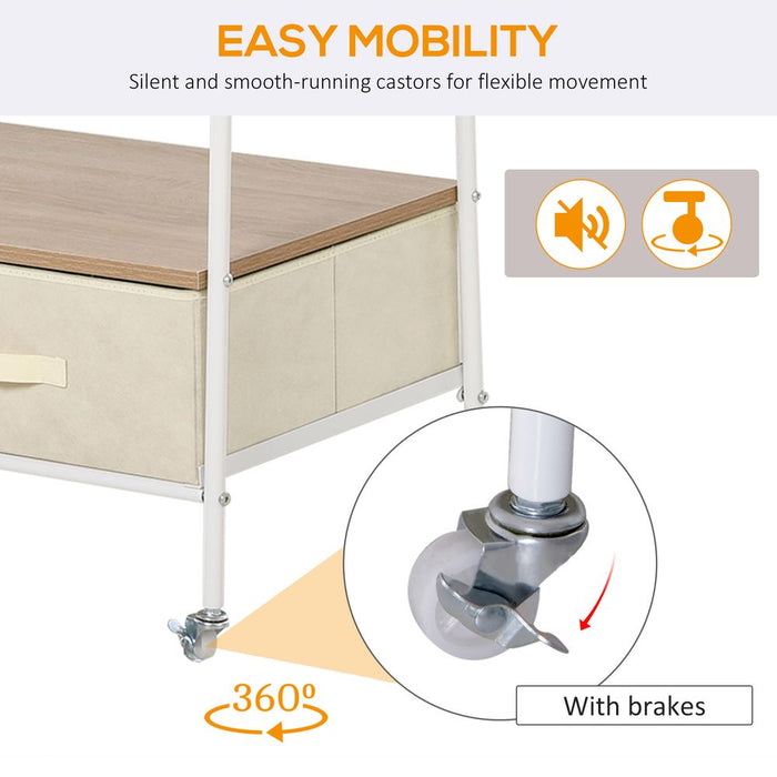 Clothes Rack Stand W/ 2 Drawers and Wheels