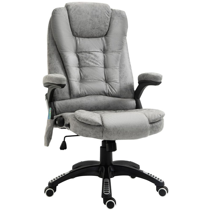 Executive Reclining Chair w/ Heating Massage Points Relaxing Headrest Grey