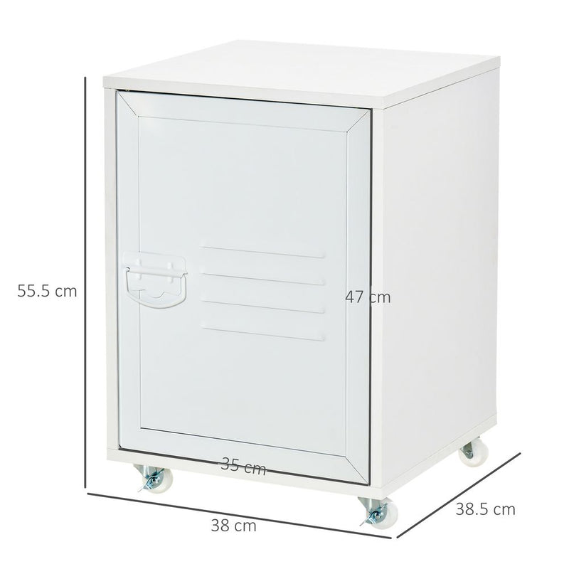 Premium Rolling Storage Cabinet - White, Adjustable Shelf, Durable Materials