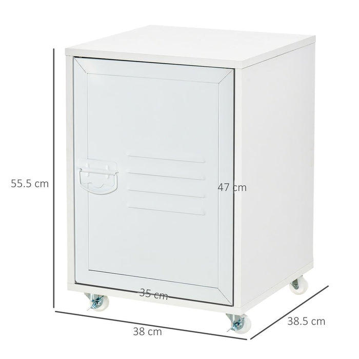 Premium Rolling Storage Cabinet - White, Adjustable Shelf, Durable Materials