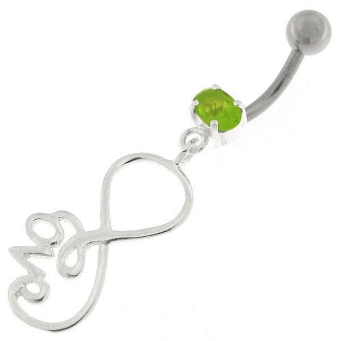 Infinity Love 925 Sterling Silver Belly Button Piercing