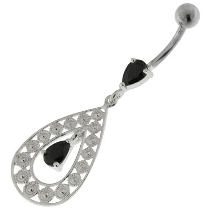 925 Sterling Silver Multi flowers in Tear Shape Belly Button Ring