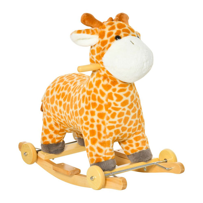 2-in-1 Kids Plush Rocking Gliding Horse Giraffe - High-Quality, Modern, Fun Ride-On Toy