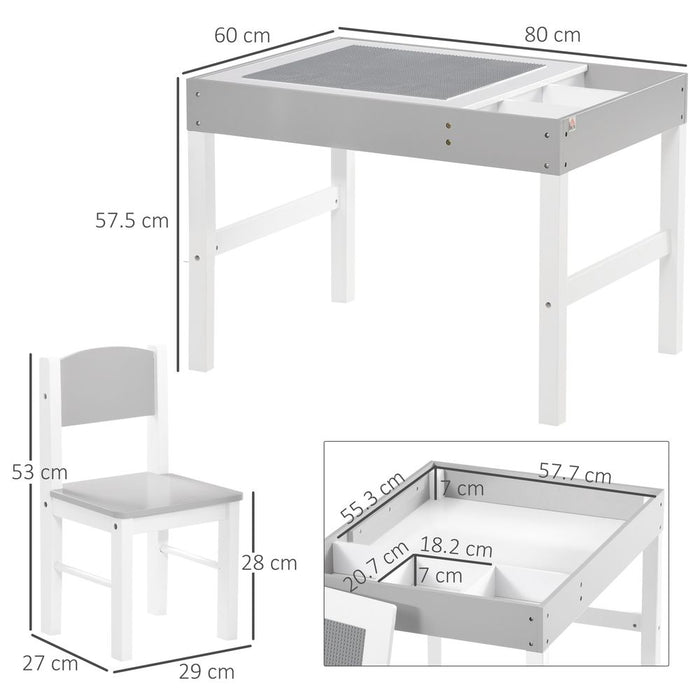 Kids Table and Chair Set Toddler Desk and Chair Set w/ Storage - Grey