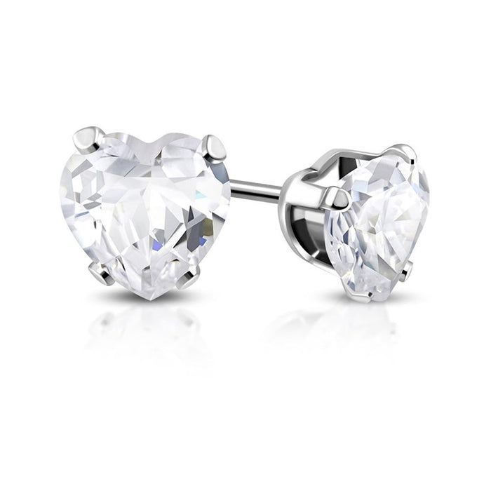 Cubic Zirconia Heart Stud Earrings | Ideal Birthday or Christmas Gift