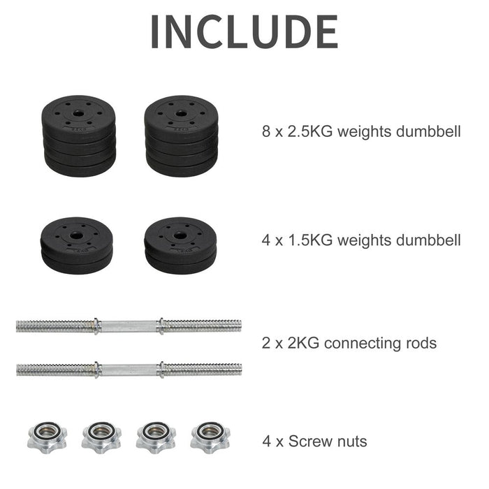 Premium 30KG Adjustable Dumbbells for Total Body Fitness - High-Quality HOMCOM Set