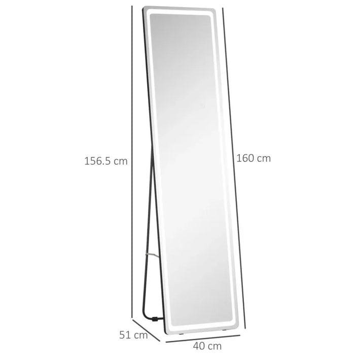 Full Length Mirror with LED Light, Free Standing Floor Mirror for Bedroom