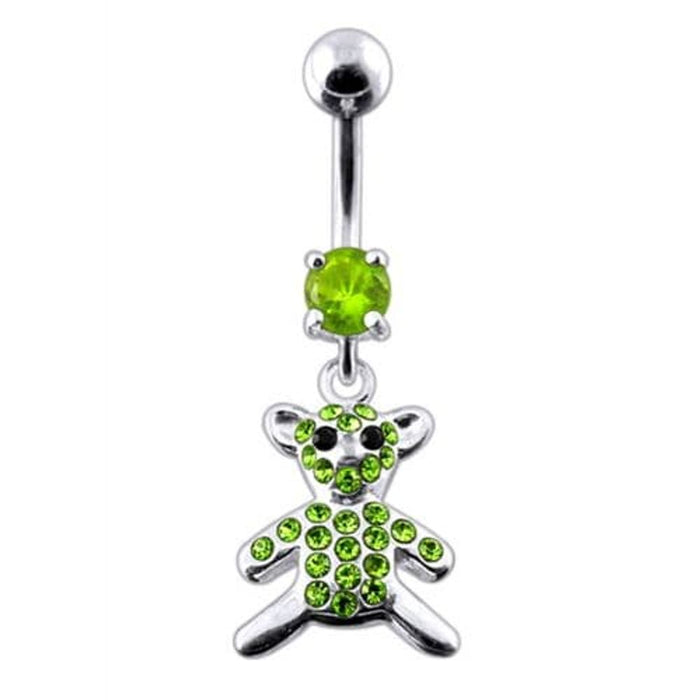 Fancy Jeweled Teddy Bear Dangling Belly Ring