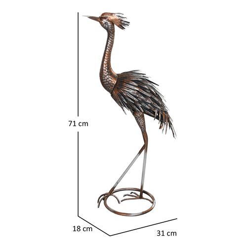 Outsunny Heron Garden Statue, Metal Garden Gift with Stakes, Silver Tone