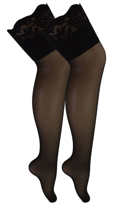 2 Pack Lace Top Seamed Stockings