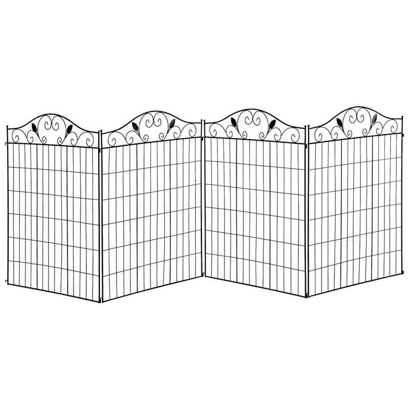 Garden Fence Panels - Steel Wire Border Edging - Outsunny - 4 Panels 44in x 12ft - Elegant & Practical
