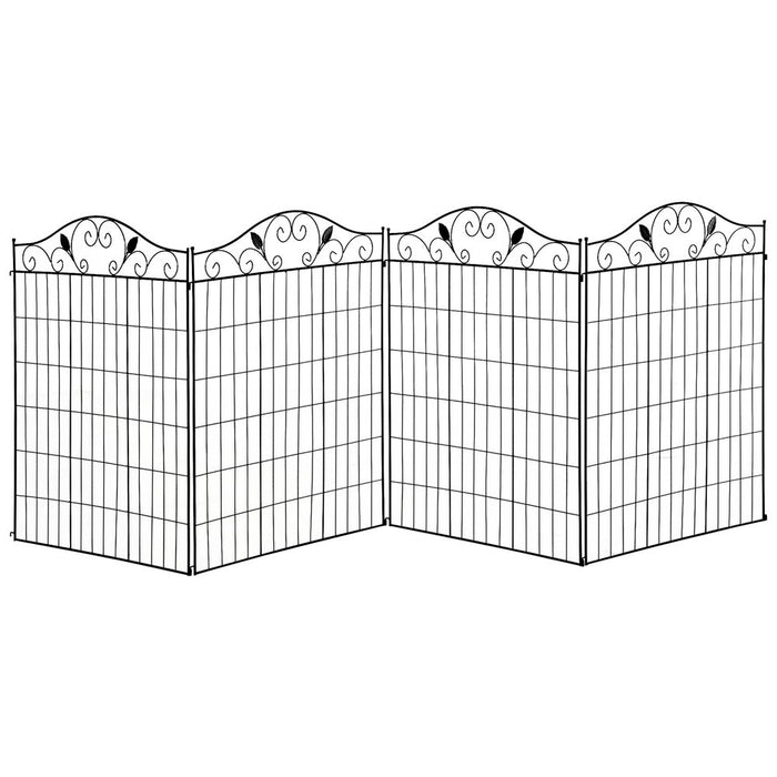 Garden Fence Panels - Steel Wire Border Edging - Outsunny - 4 Panels 44in x 12ft - Elegant & Practical