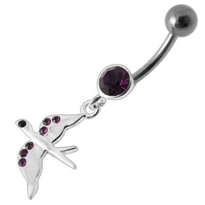 Jeweled Flying Pigeon Dangling Belly Ring