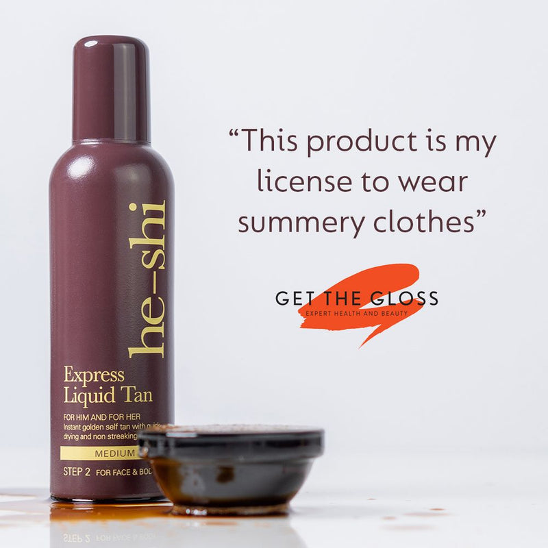 He-Shi Express Liquid Instant Self Tan - Medium Tan - 150ml - Quick Dry - Easy Application