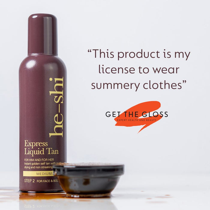 He-Shi Express Liquid Instant Self Tan - Medium Tan - 150ml - Quick Dry - Easy Application