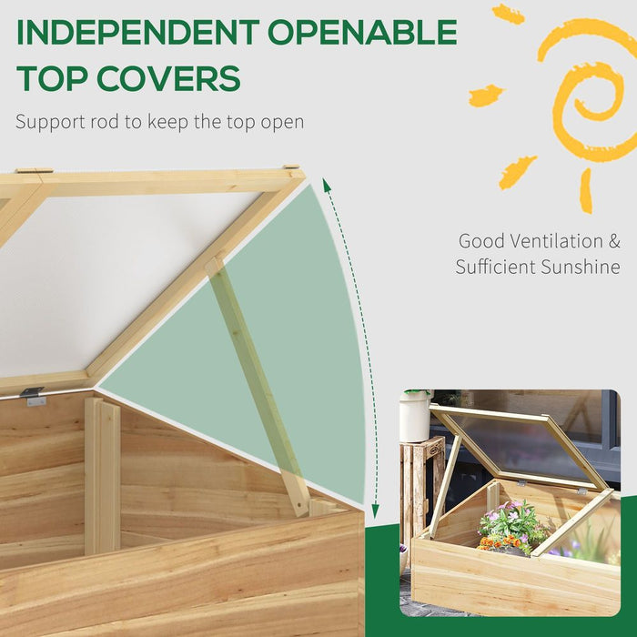 Outsunny Wooden Cold Frame Greenhouse, 100 x 50 x 36 cm, Natural - Best Quality & Easy Access