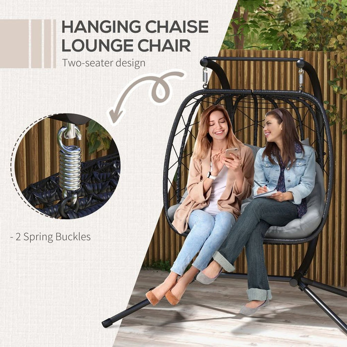 Comfy Black Hanging Swing Chair, Thick Cushion, Patio Swing