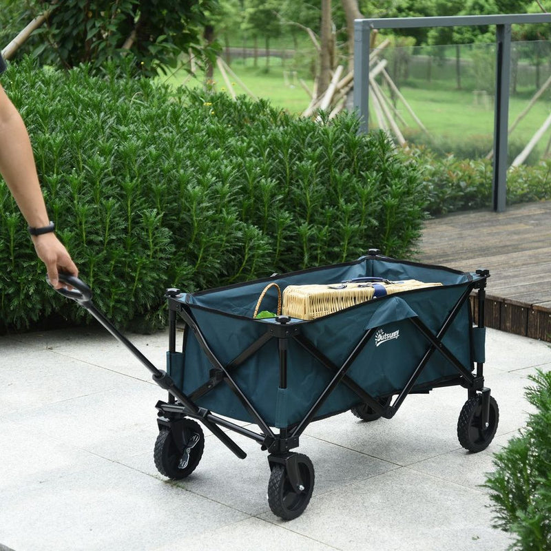 Foldable Pull Along Cart: Spacious Cargo Wagon Trailer for Beach & Garden, High Quality