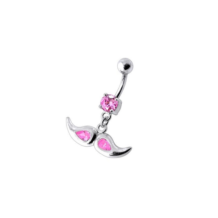 Jeweled mustache Dangling Belly Ring