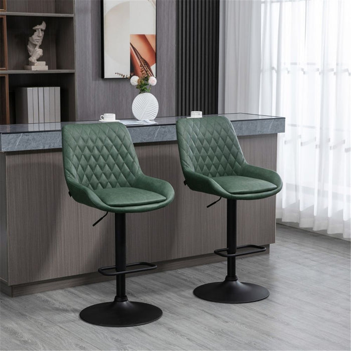 2x Bar Stools / Dining Chairs - Green 51W x 59D x 97-117H cm