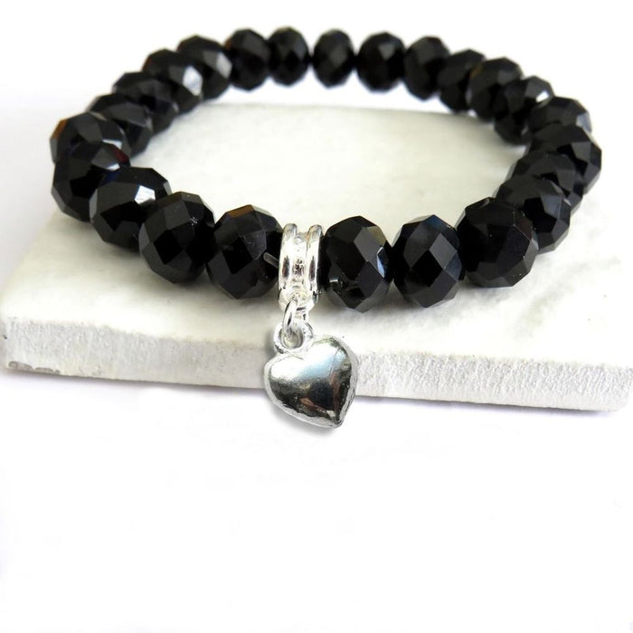 Black Beaded Charm Bracelet | Ideal Birthday or Christmas Gift