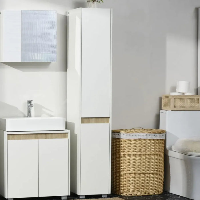 Tall Bathroom Cabinet Modern Freestanding Tallboy w/ Adjustable Shelves White