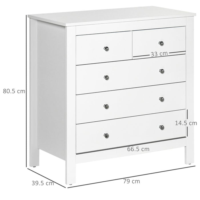 Premium 5 Drawer Storage Cabinet - Modern, Spacious, White