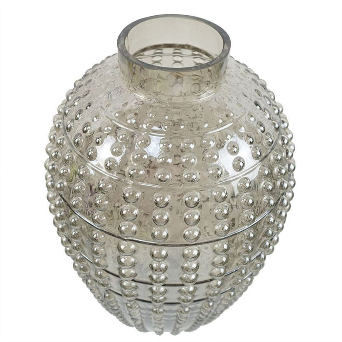 Premium 35cm Smoke Grey Bubble Vase - Exquisite Handcrafted Glass - Perfect for Real & Artificial Flowers