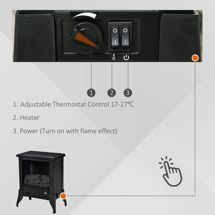 Electric Fireplace Stove Heater Adjustable Temperature and Overheat Protection