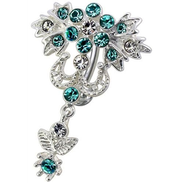 Fancy Crown Shape Dangling Belly Ring Navel Button