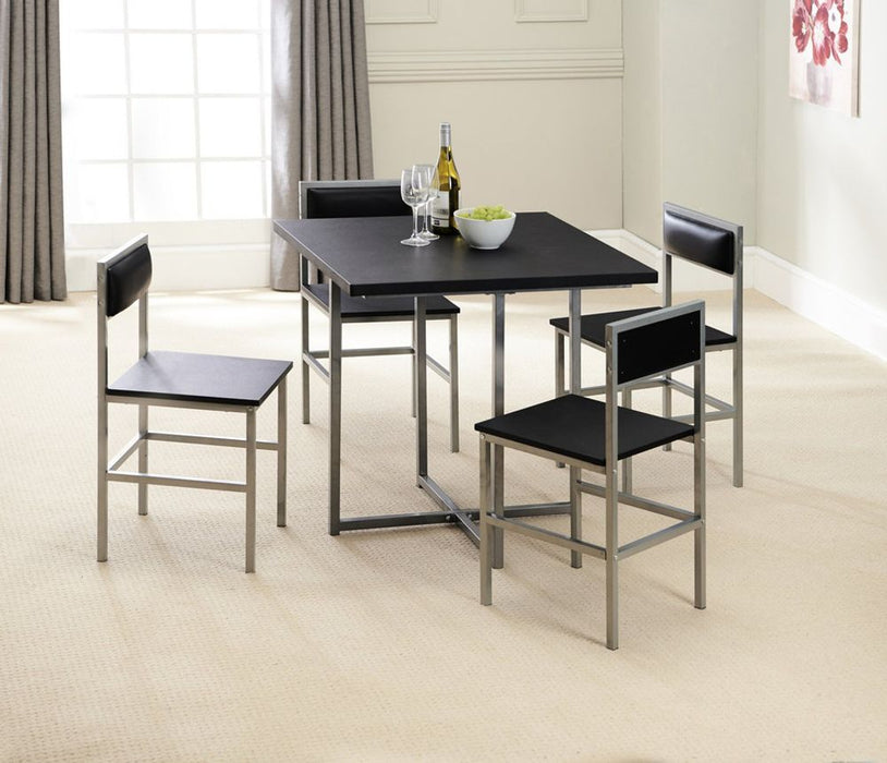 Space-Saving 4 Chair Dining Set: Black/Silver | Premium Quality, Modern Design