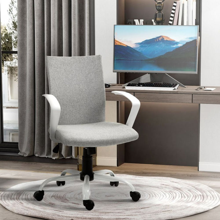 Linen Swivel Computer Desk Chair - Office Chair, Light Grey