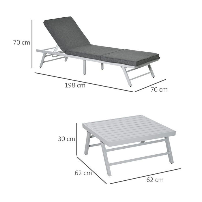 3Pc Convertible Garden Seating Set - Grey Coffee Table - High Quality