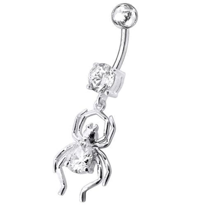 Fancy Jeweled Spider Dangling Belly Ring