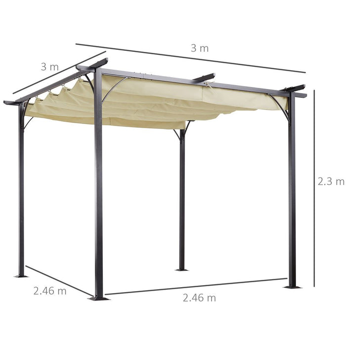 High-Quality 3x3m Outdoor Metal Gazebo - Retractable Canopy - Ideal for Garden & Patio - Outsunny