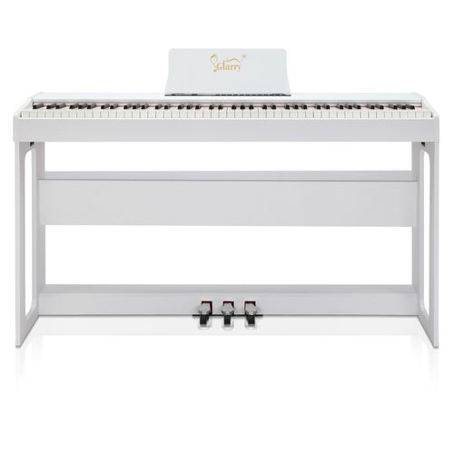 Glarry GDP-104 88 Keys Full Weighted Keyboards Digital Piano with Furniture Stand, Power Adapter, Triple Pedals, Headphone, for All Experience Levels White--Replace34914483