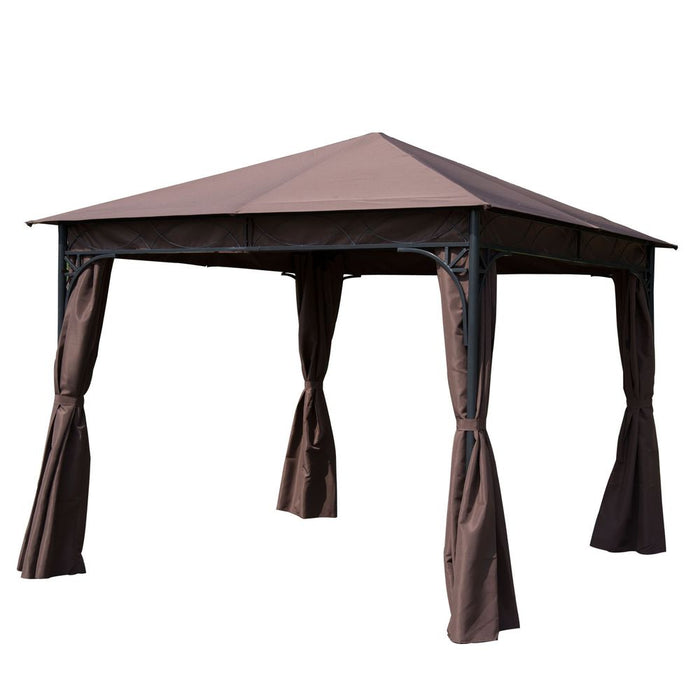 Outsunny 3x3m Metal Gazebo: Sun Shade Party Tent Canopy Pavilion