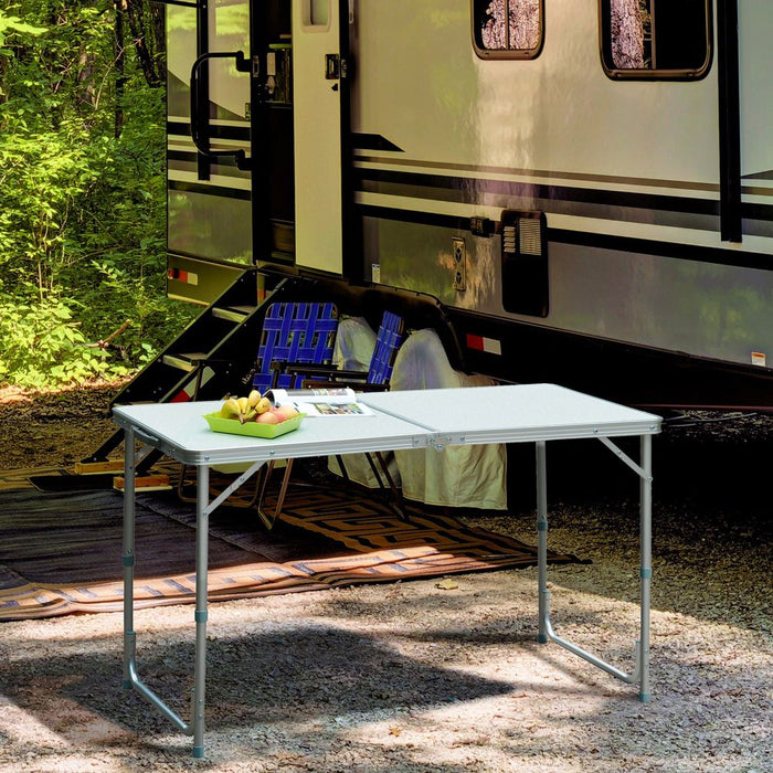 Outsunny 4ft Aluminium Portable Folding Camping Picnic Table Outdoor Garden