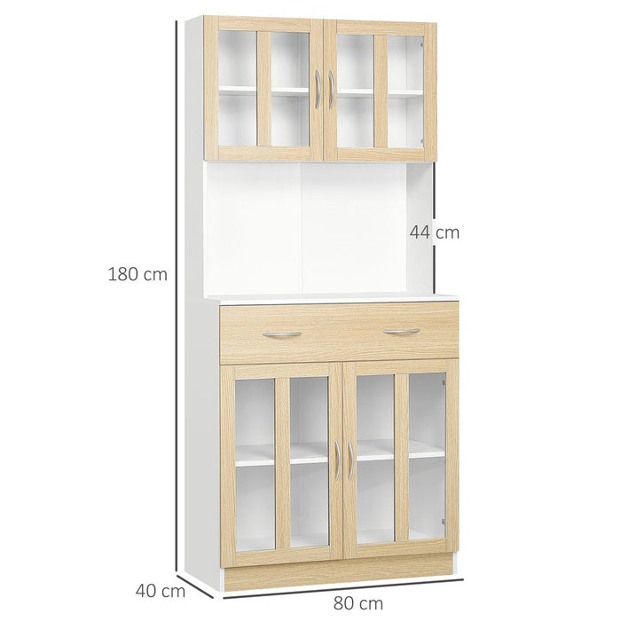 Premium 180cm White Kitchen Cabinet - Glass Door Cabinets, Countertop - High-Quality - Home & Office