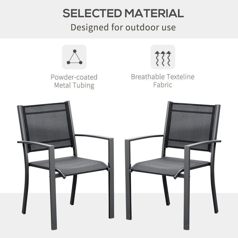 High-Back Outdoor Dining Chair Set | Mesh Seat | Dark Grey | 2 PCs