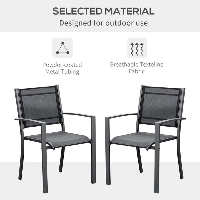 High-Back Outdoor Dining Chair Set | Mesh Seat | Dark Grey | 2 PCs